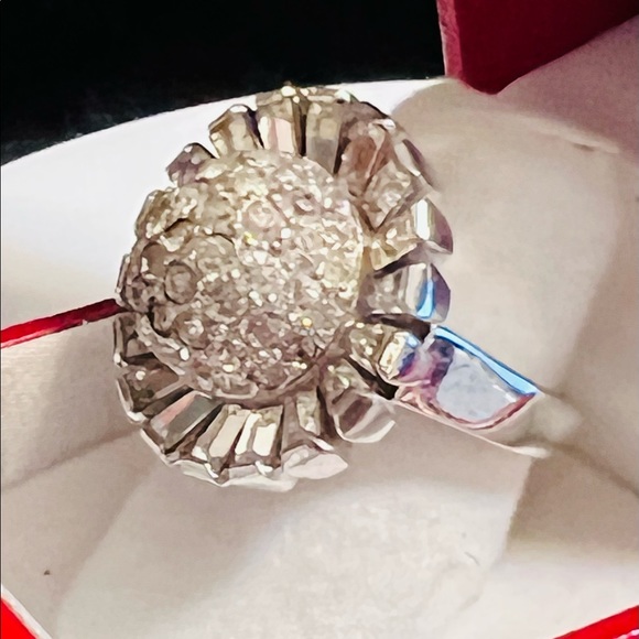 Vintage Joseph Mazer Sterling Clear Crystal Rhinestone Disco Ball Statement Ring - Picture 4 of 7